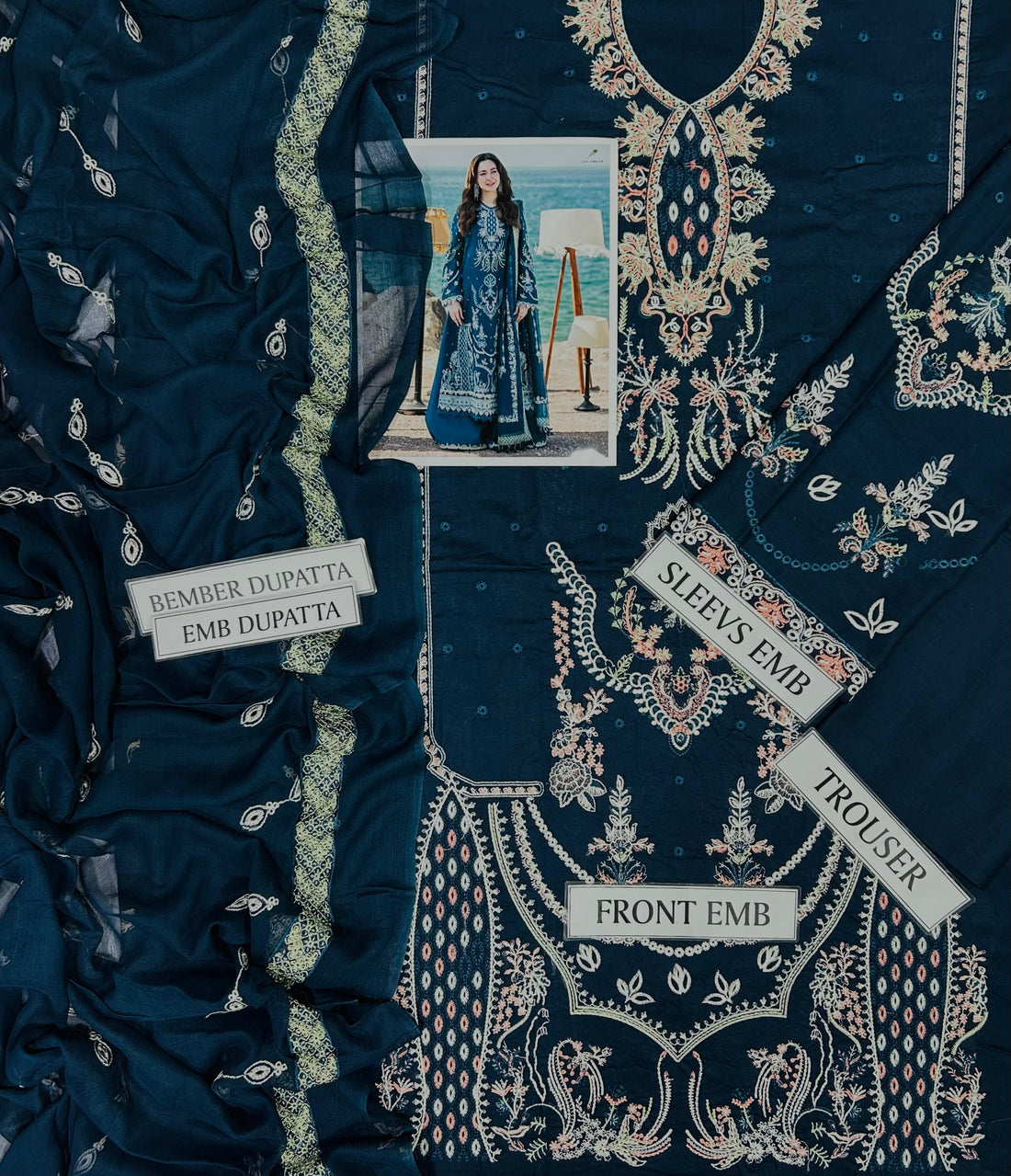 QALAMKAR Heavy Embroidered Lawn 3pc