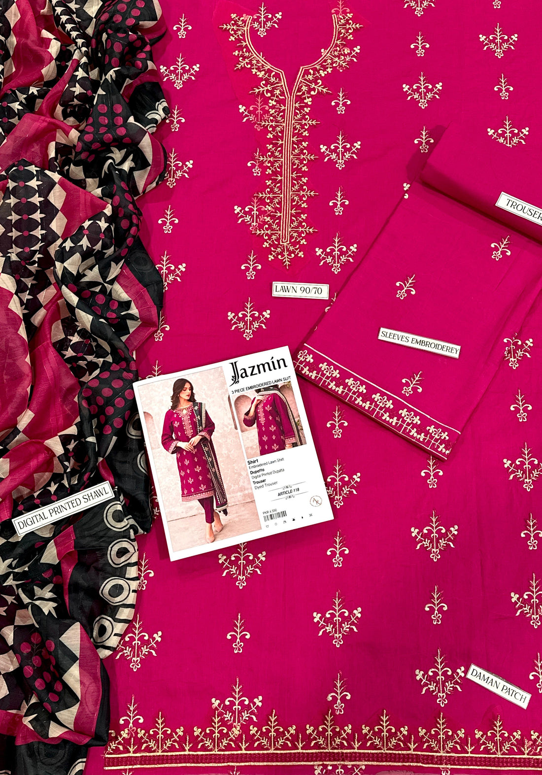 JAZMIN Embroidered Lawn 3pc