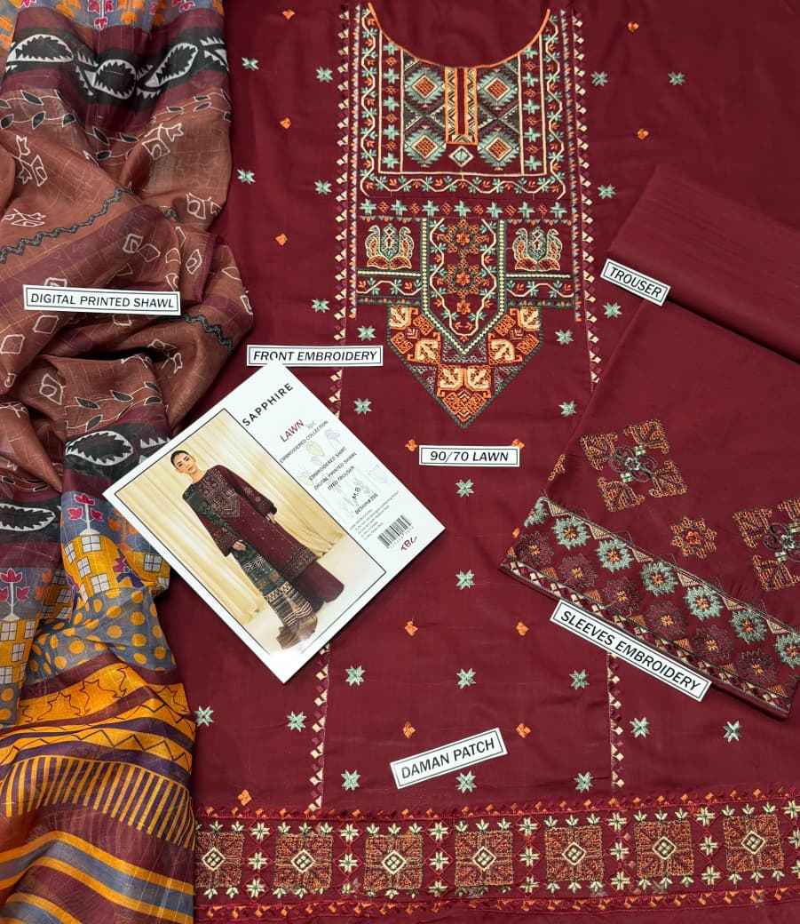 KAYSERIA Heavy Embroidered Lawn 3pc