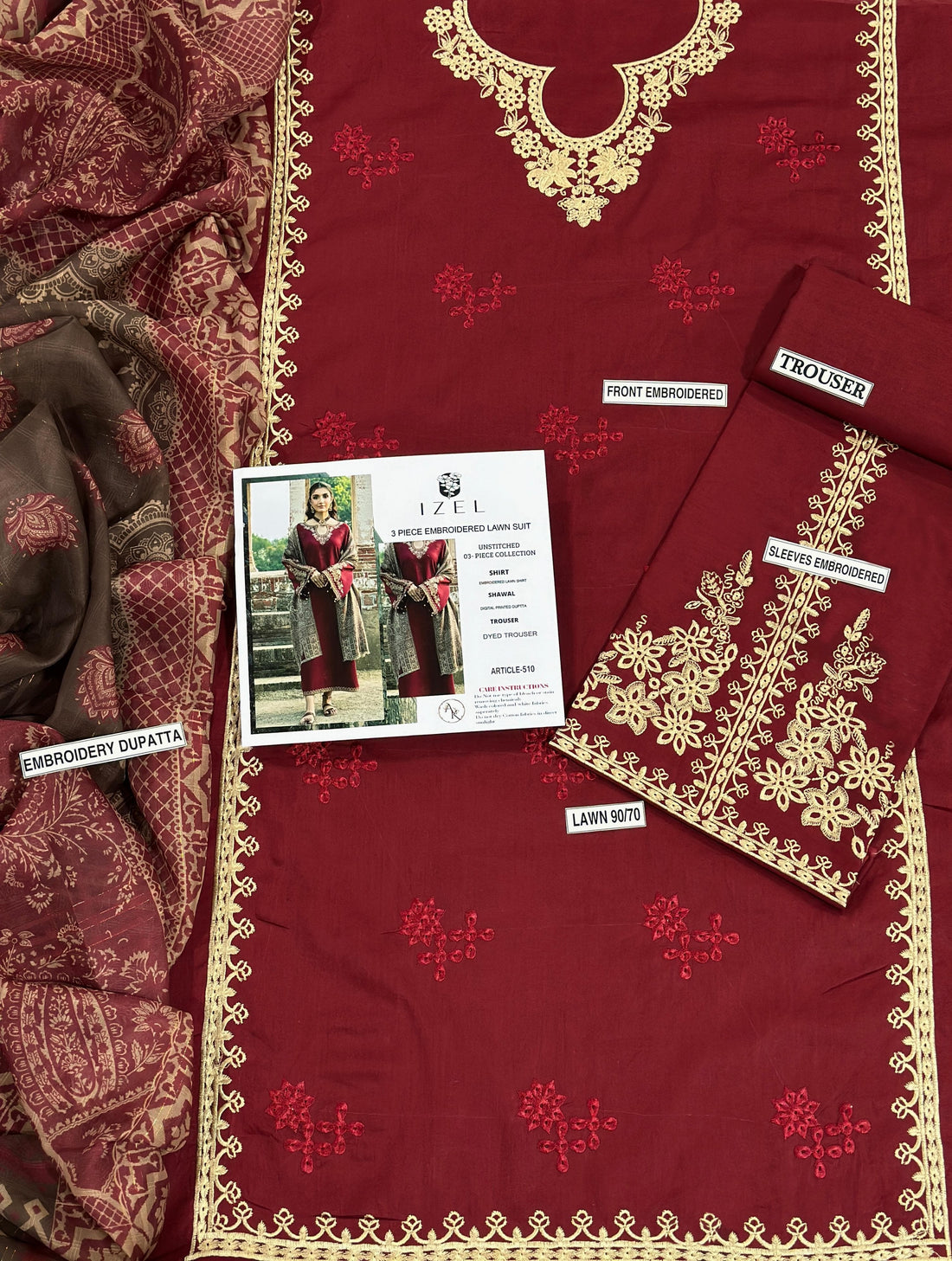 Izel Embroidered lawn 3pc